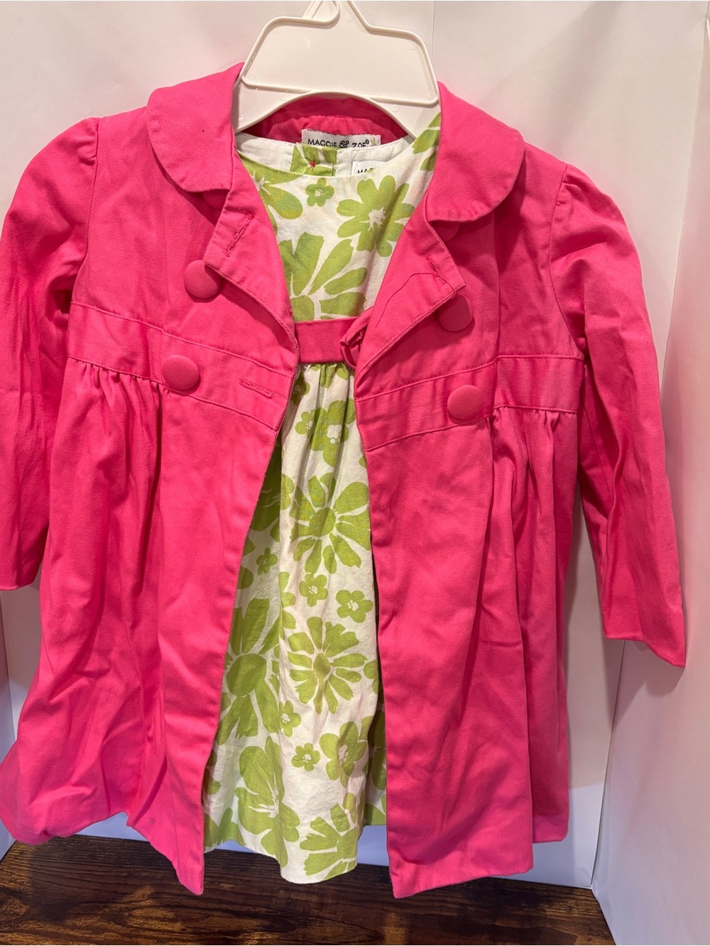 Maggie & Zoe 18M Floral Dress & Pink Coat 2 Piece Set